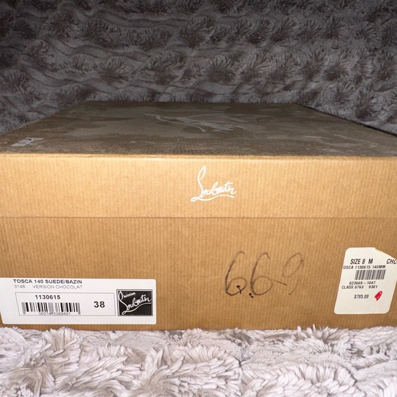 Christian Louboutin Tosca 140 Suede/Bazin Chocolate - Picture 6 of 6